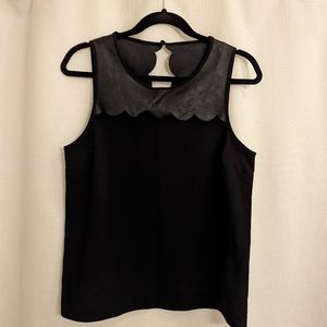 41 Hawthorne faux leather detail sleeveless top black Small